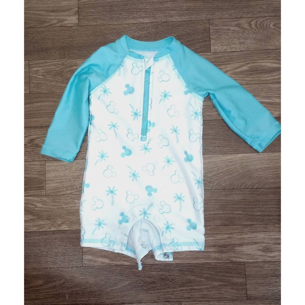 Disney Mickey mouse one piece bathing suit, full coverage, baby , zip up and sna